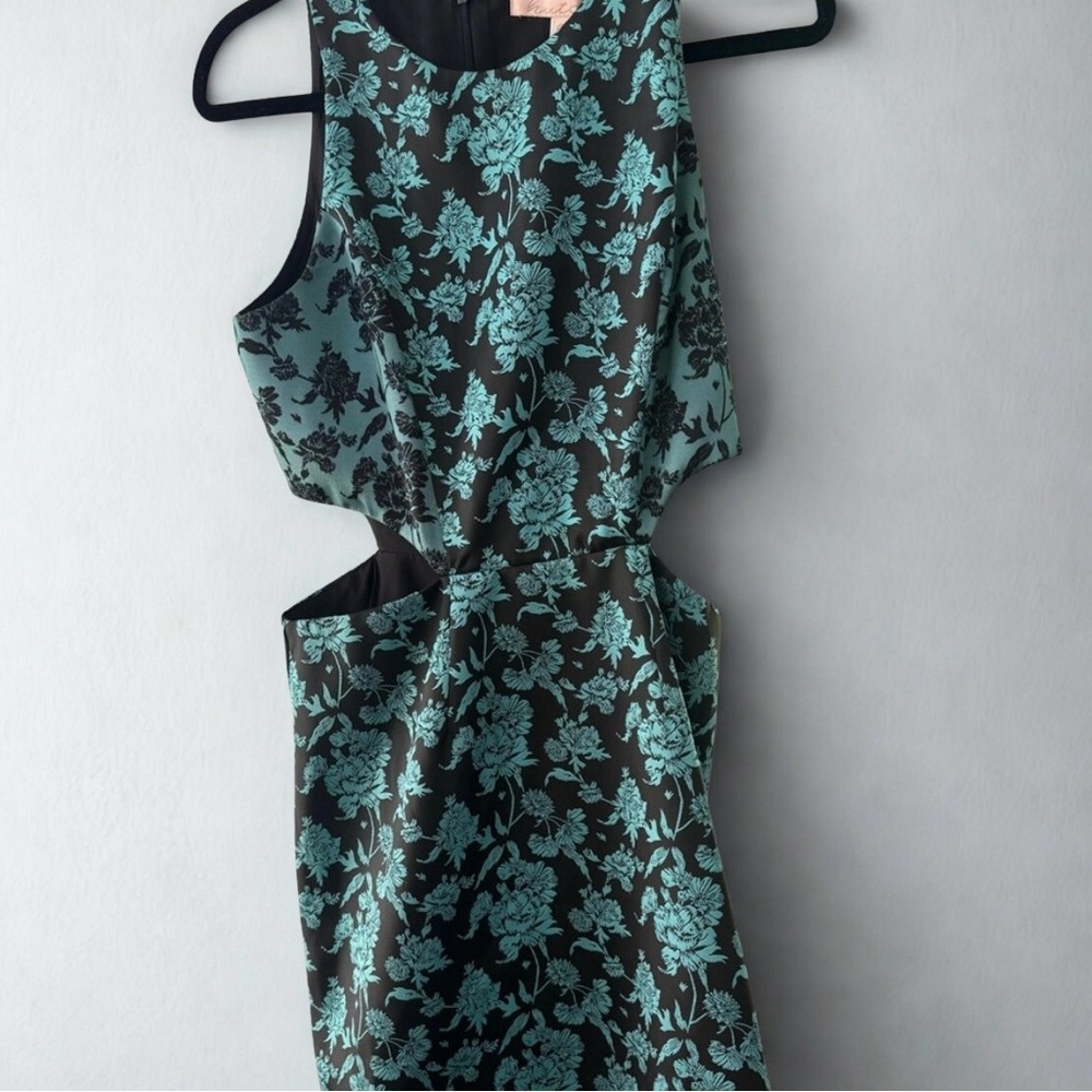 Floral Anthropologie Dress Side Slits Easter spring floral chocolate minidress